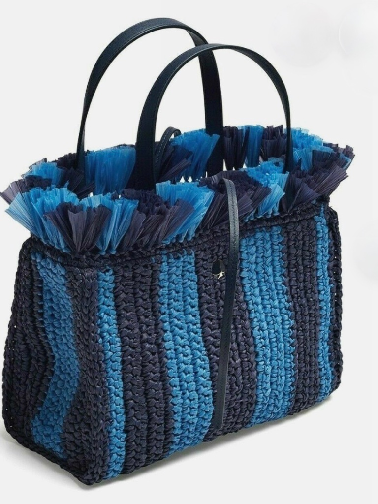 Kate Spade New York Sam Stripe Straw Medium Satchel